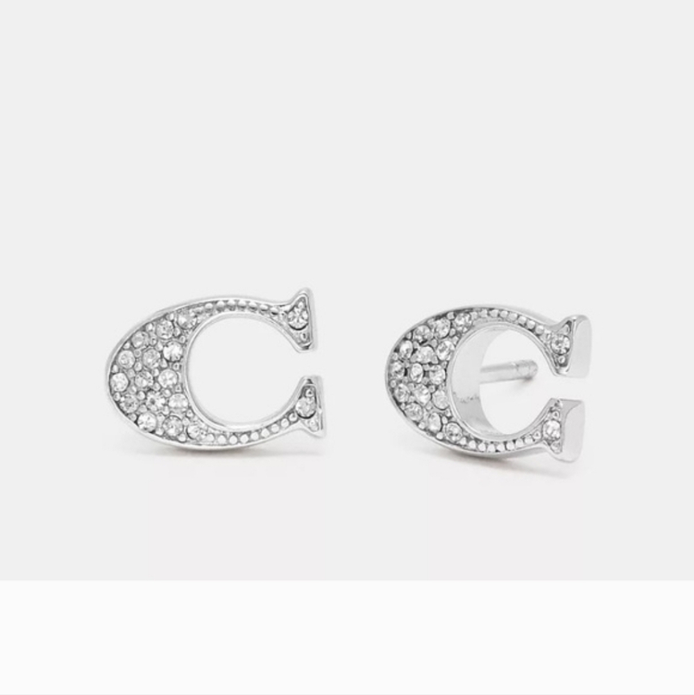 Coach Signature C Silver Stud Earrings